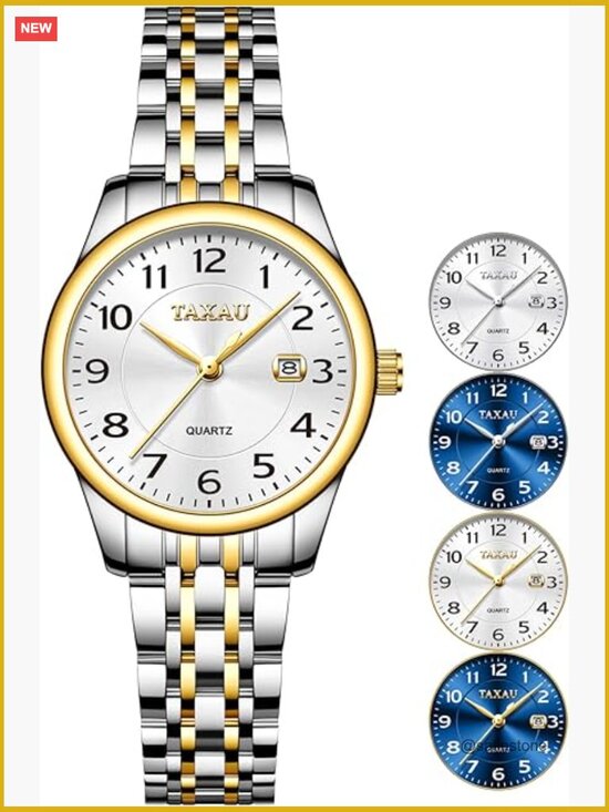 Women\'s Dress Watch with Large Arabic Numerals Date Quartz Two Tone Stainless main image 6